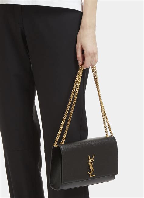 monogram ysl kate medium chain bag black|KATE MEDIUM IN GRAIN DE POUDRE EMBOSSED LEATHER.